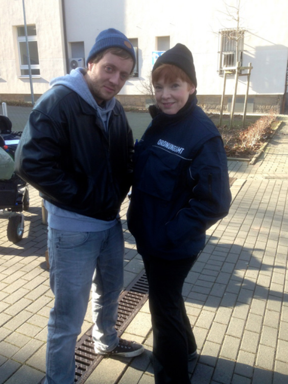 From the set of Rueckrundenstart, shot in Dortmund, Germany. With Jesse Arnold.